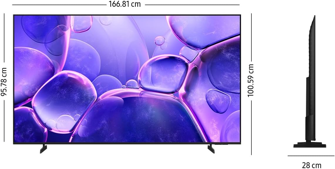Samsung 75" Crystal UHD U8000F 4K, Procesador Crystal, Diseño Metálico, Knox Security, Escalado 4k, Smart TV (2025)